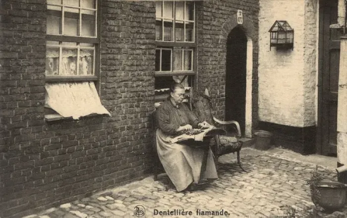 Framed Print : Flemish woman making lace, Belgium Framed Print : Flemish woman making lace, Belgium