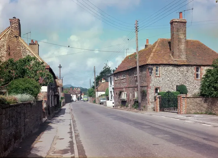 Framed Print : Flint cottages, Beeding, South Downs Framed Print : Flint cottages, Beeding, South Downs
