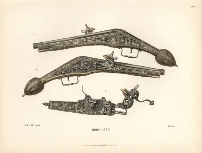 Framed Print : Flintlock pistol with engraved stock and handle Framed Print : Flintlock pistol with engraved stock and handle