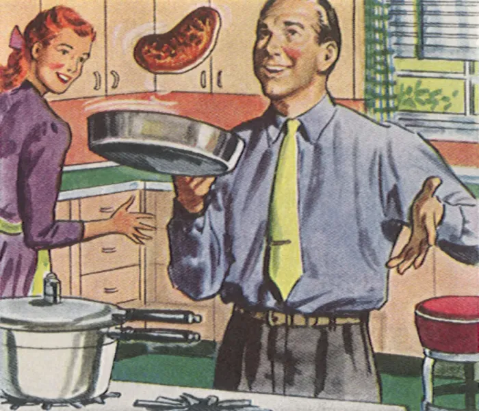 Framed Print : Flipping Pancakes Date: 1948 Framed Print : Flipping Pancakes Date: 1948