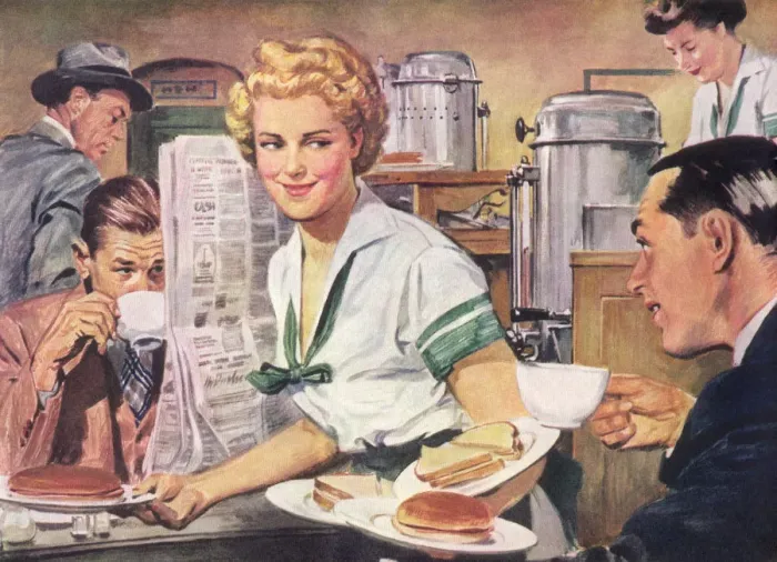 Framed Print : Flirtation with Patron Date: 1948 Framed Print : Flirtation with Patron Date: 1948