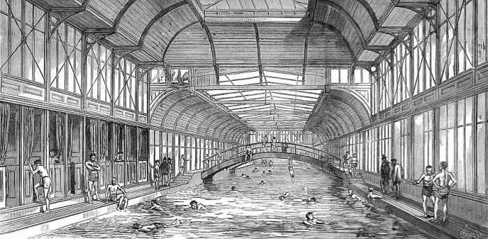 Framed Print : The Floating Swimming Bath, Charing Cross, London, 1875 Framed Print : The Floating Swimming Bath, Charing Cross, London, 1875