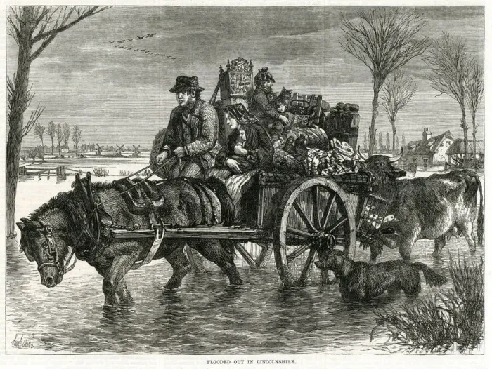 Framed Print : Flooded out in Lincolnshire 1869 Framed Print : Flooded out in Lincolnshire 1869