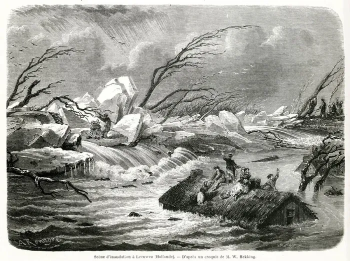 Framed Print : FLOODS AT LEEUWEN 1861 Framed Print : FLOODS AT LEEUWEN 1861