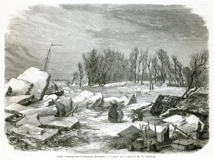 Framed Print : FLOODS AT NIEUWaL 1861