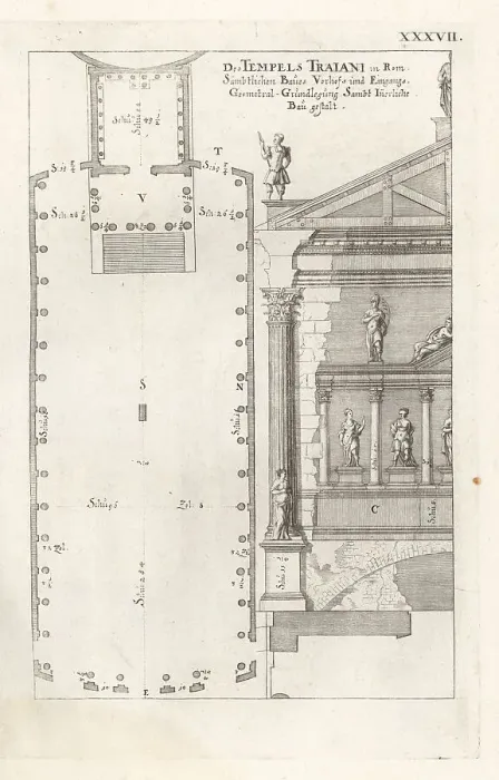 Framed Print : Floor plan and interior of the Temple of Minerva, Rome Framed Print : Floor plan and interior of the Temple of Minerva, Rome
