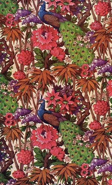 Floral peacock pattern for fabric