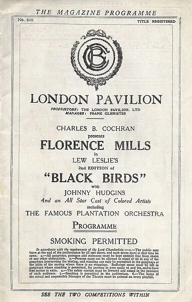 Florence Mills programme for Black Birds - London Pavilion