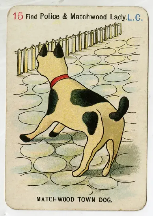 Framed Print : Florence Upton playing cards - Matchwood Town Dog Framed Print : Florence Upton playing cards - Matchwood Town Dog
