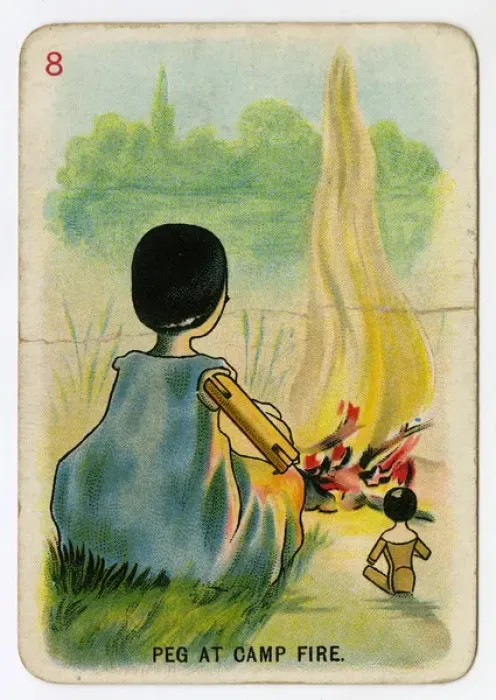 Framed Print : Florence Upton playing cards - Peg at Camp Fire Framed Print : Florence Upton playing cards - Peg at Camp Fire