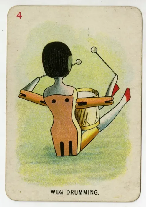 Framed Print : Florence Upton playing cards - Weg Drumming Framed Print : Florence Upton playing cards - Weg Drumming