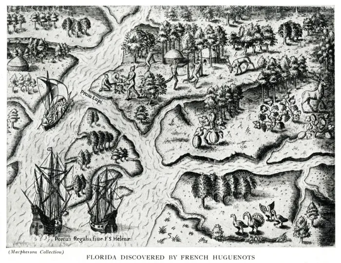 Framed Print : Florida Discovered by French Huguenots Framed Print : Florida Discovered by French Huguenots
