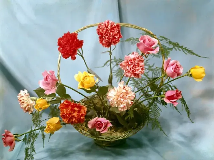 Framed Print : Flower arrangement with roses and carnations Framed Print : Flower arrangement with roses and carnations