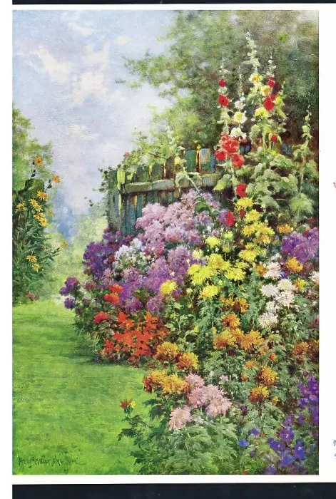 Framed Print : Flower borders Garden Flowers Oil painting Alfred Framed Print : Flower borders Garden Flowers Oil painting Alfred