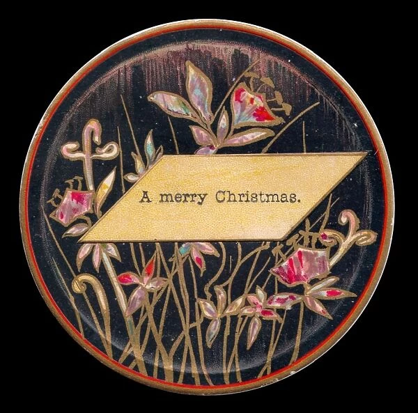 Flower design on a circular Christmas card