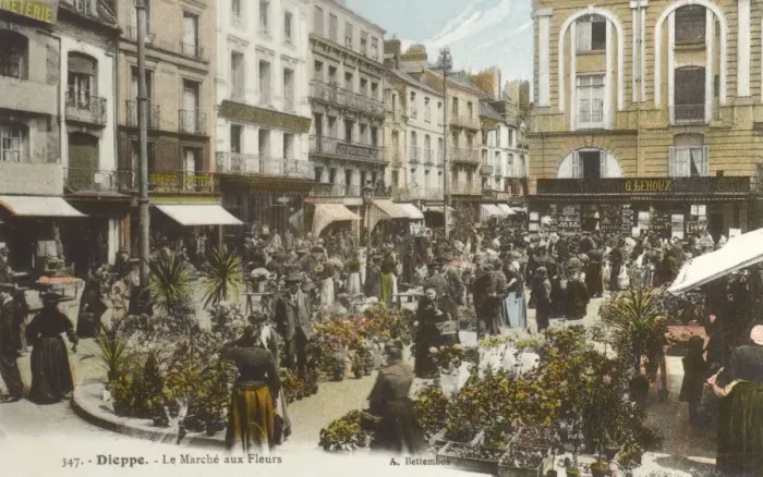 Framed Print : Flower Market at Dieppe, France Framed Print : Flower Market at Dieppe, France