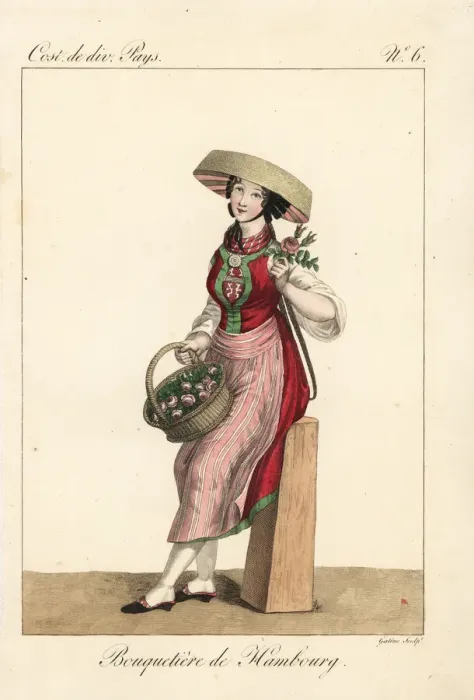 Framed Print : Flower seller of Hamburg, Germany, 19th century Framed Print : Flower seller of Hamburg, Germany, 19th century