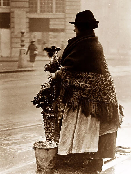 Flower seller, London, early 1900s