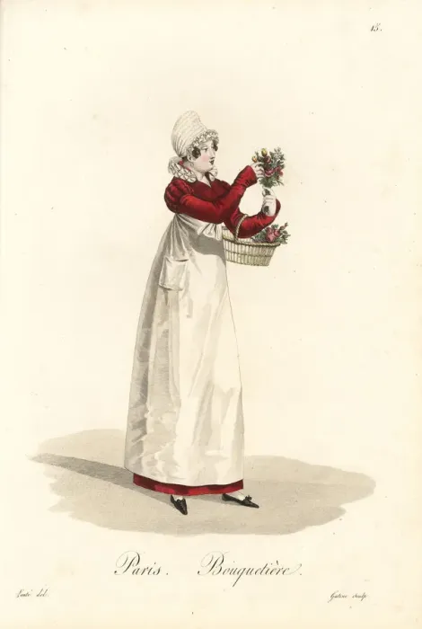 Framed Print : Flower seller, Paris, early 19th century Framed Print : Flower seller, Paris, early 19th century