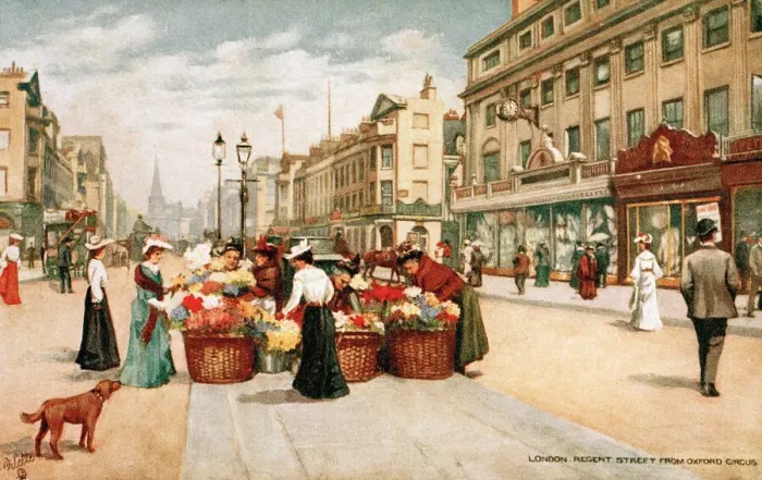 Framed Print : Flower sellers in Regent Street, Central London Framed Print : Flower sellers in Regent Street, Central London