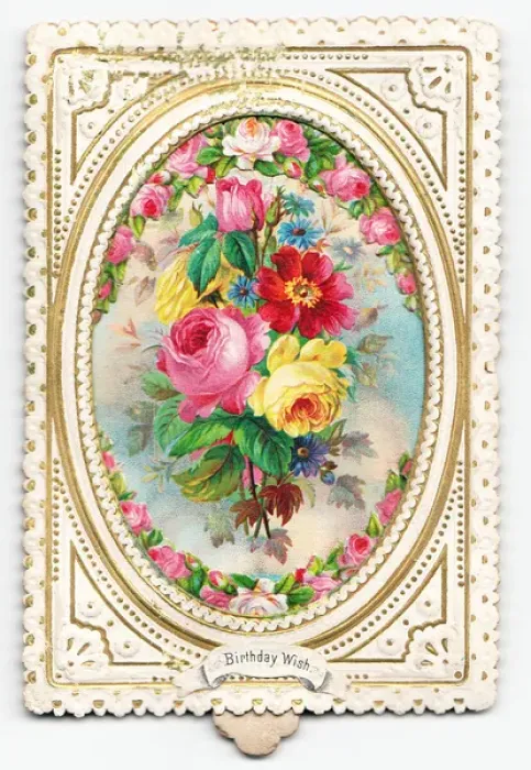 Framed Print : Flowers on a birthday card Framed Print : Flowers on a birthday card
