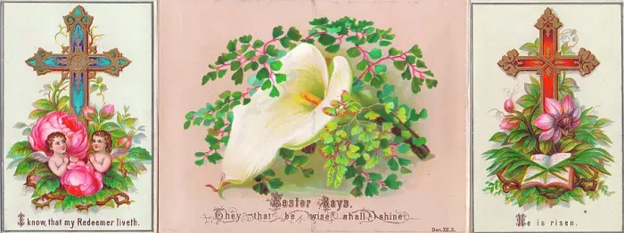 Framed Print : Flowers, cherubs and crosses on an Easter card Framed Print : Flowers, cherubs and crosses on an Easter card