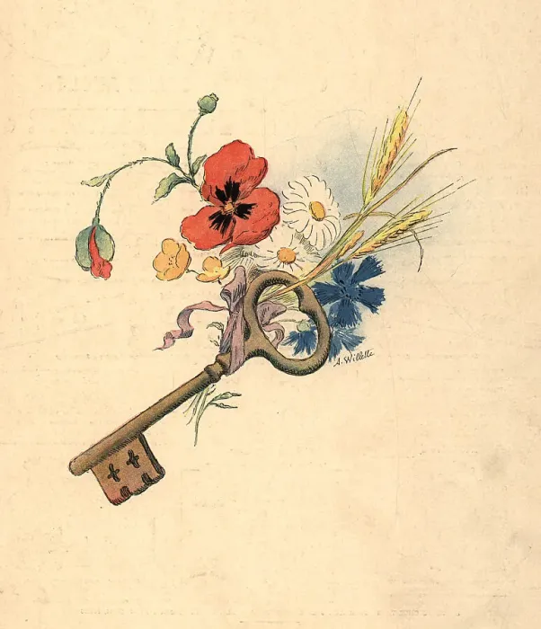 Framed Print : Flowers and Key Framed Print : Flowers and Key