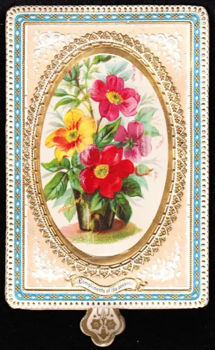 Framed Print : Flowers with ornate edging on a Christmas card Framed Print : Flowers with ornate edging on a Christmas card