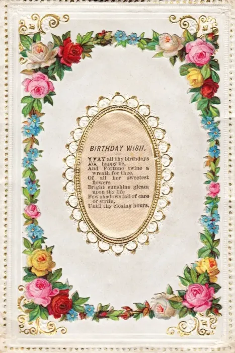 Framed Print : Flowers and verse on a birthday card