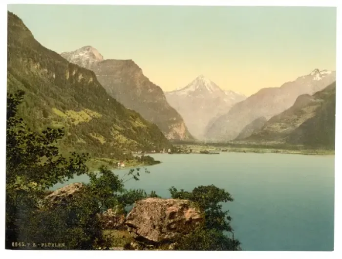 Framed Print : Fluelen, general view, Lake Lucerne, Switzerland Framed Print : Fluelen, general view, Lake Lucerne, Switzerland