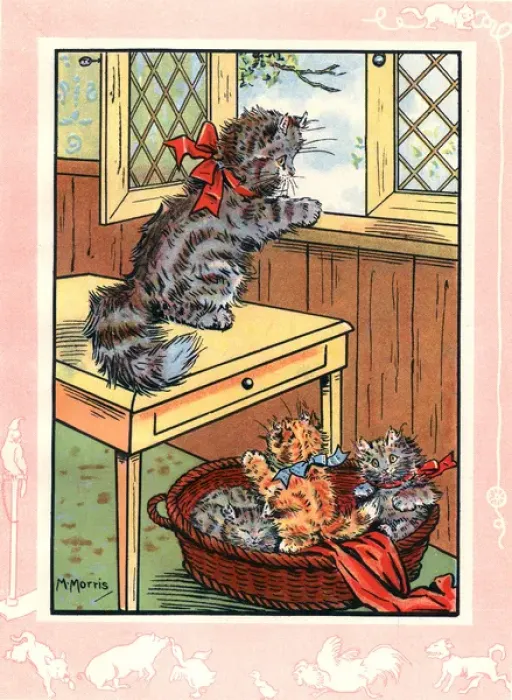 Framed Print : Fluff the cat and her three kittens Framed Print : Fluff the cat and her three kittens