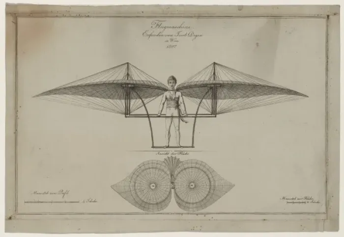 Framed Print : Flugmaschine. Erfunden von Jacob Degen in Wien, 1807 Framed Print : Flugmaschine. Erfunden von Jacob Degen in Wien, 1807