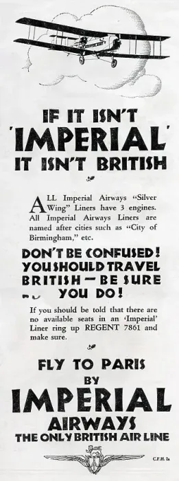 Framed Print : Fly to Paris by Imperial Airways the only British Airline Framed Print : Fly to Paris by Imperial Airways the only British Airline