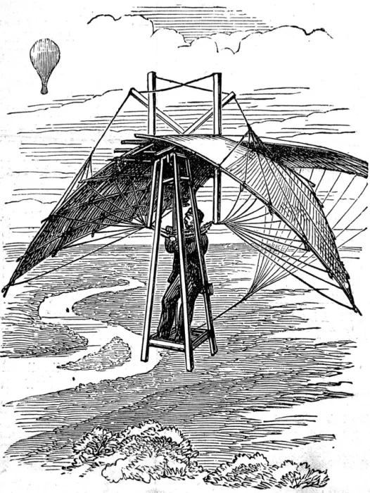 Framed Print : Flying Mans Parachute, 1874 Framed Print : Flying Mans Parachute, 1874