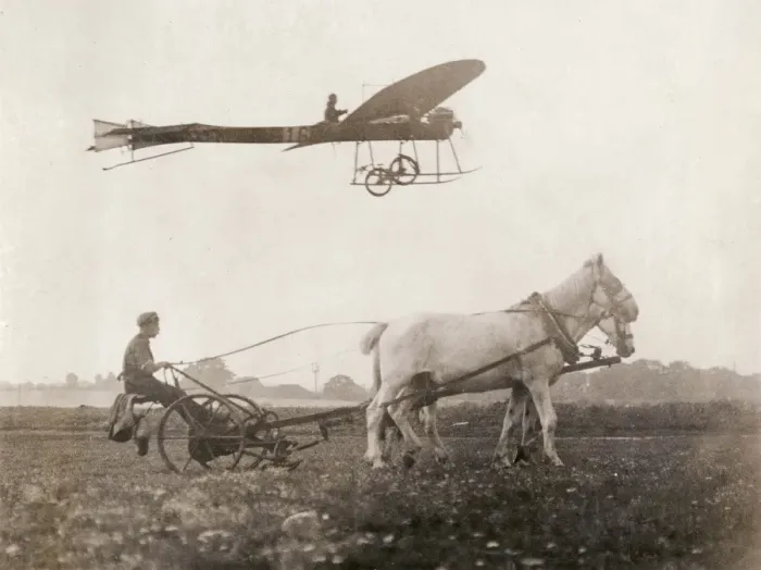 Framed Print : Flying and ploughing in Weybridge, Surrey Framed Print : Flying and ploughing in Weybridge, Surrey
