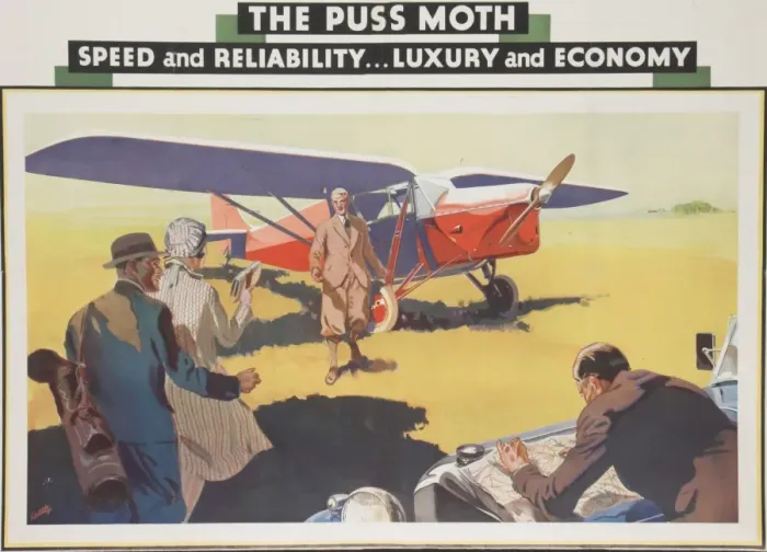 Framed Print : Flying Poster The Puss Moth Framed Print : Flying Poster The Puss Moth