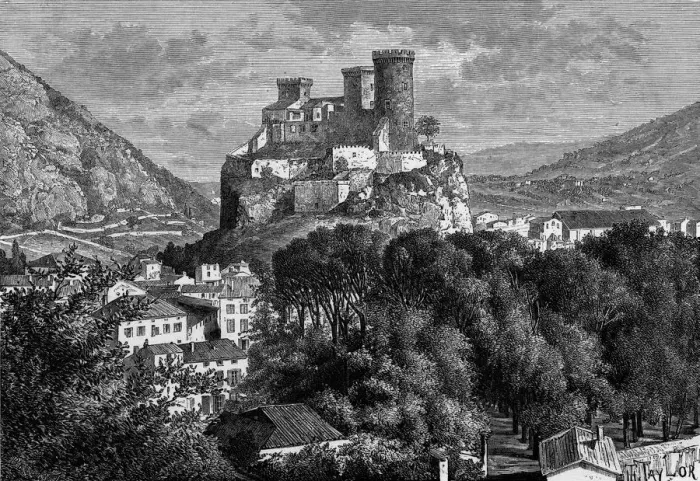 Framed Print : Foix, France, 1835 Framed Print : Foix, France, 1835