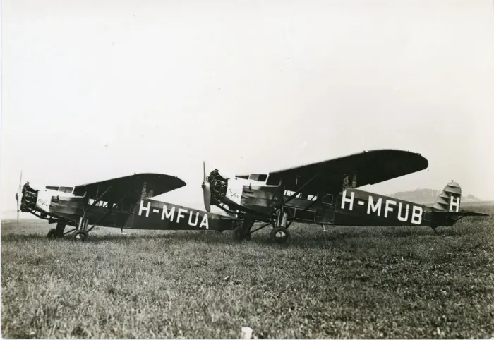 Framed Print : Fokker FXIs, H-MFUA and H-MFUB Framed Print : Fokker FXIs, H-MFUA and H-MFUB