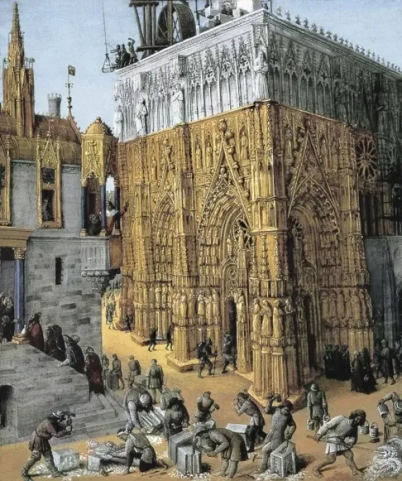 Framed Print : Fol. 163: The Building of the Temple of Jerusalem Framed Print : Fol. 163: The Building of the Temple of Jerusalem