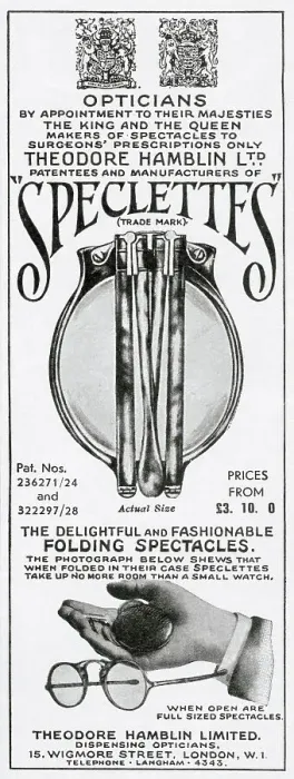 Framed Print : Folding spectacles from Speclettes. Date: 1931 Framed Print : Folding spectacles from Speclettes. Date: 1931