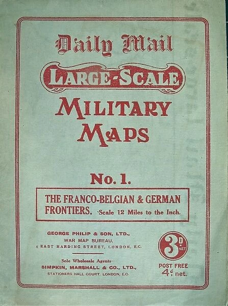 Two foldout Daily Mail Military Maps Numbers - WWI era