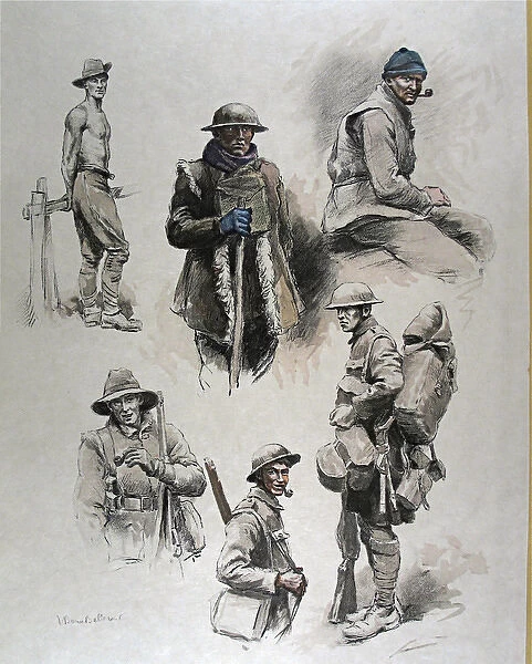Folio of 24 hand-coloured images - WWI