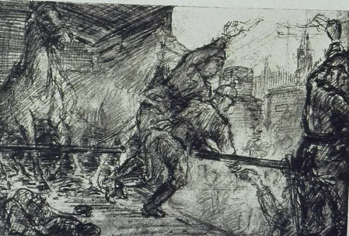 Framed Print : Folio of 97 etchings and drypoints of the Western Front, WW1