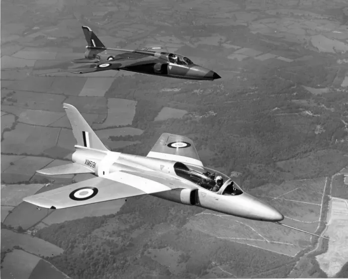 Framed Print : Folland Fo141 Gnat F1 XN326 rear with the first Fo144 Gnat Framed Print : Folland Fo141 Gnat F1 XN326 rear with the first Fo144 Gnat