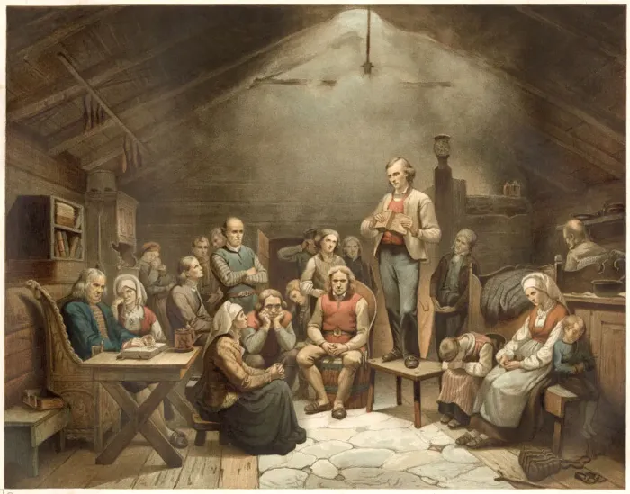 Framed Print : Followers of the Norwegian sectarian Nielsen Hauge (1771- 1824 Framed Print : Followers of the Norwegian sectarian Nielsen Hauge (1771- 1824