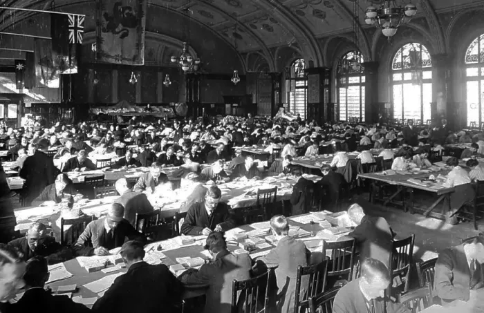 Framed Print : Food Control staff working in the Mitchell Memorial Framed Print : Food Control staff working in the Mitchell Memorial
