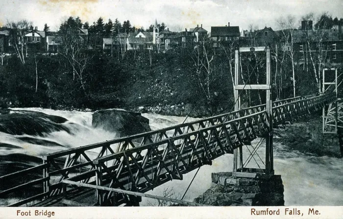 Framed Print : Foot Bridge, Rumford Falls, Maine, USA Framed Print : Foot Bridge, Rumford Falls, Maine, USA