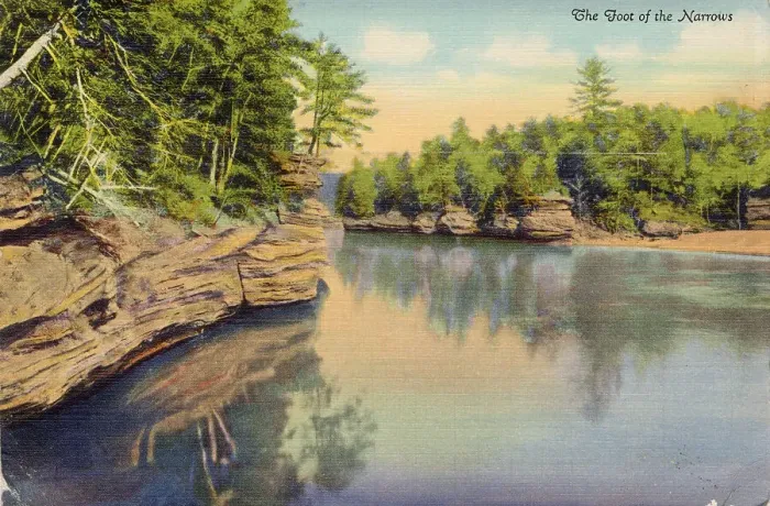 Framed Print : Foot of the Narrows, Wisconsin River, Wisconsin, USA Date: 1932 Framed Print : Foot of the Narrows, Wisconsin River, Wisconsin, USA Date: 1932