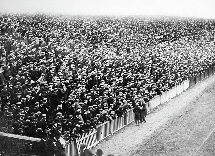 Framed Print : Football match crowd, early 1900s Framed Print : Football match crowd, early 1900s