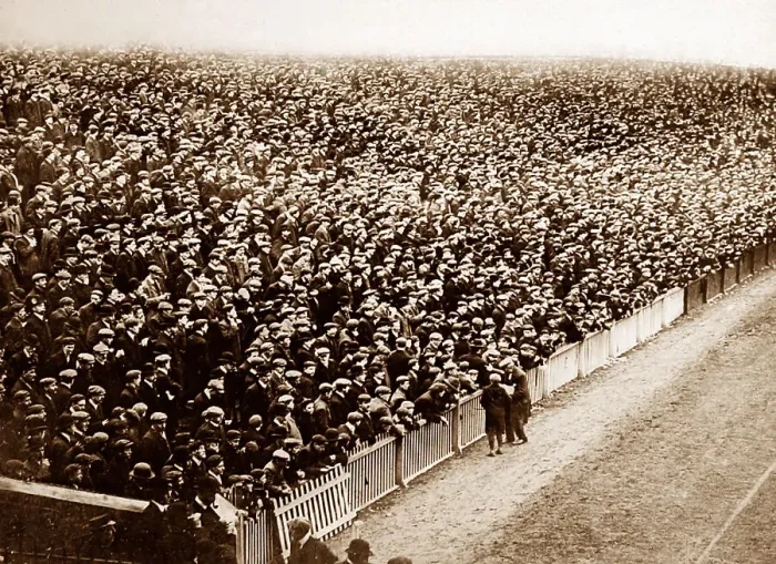 Framed Print : Football match crowd, early 1900s Framed Print : Football match crowd, early 1900s